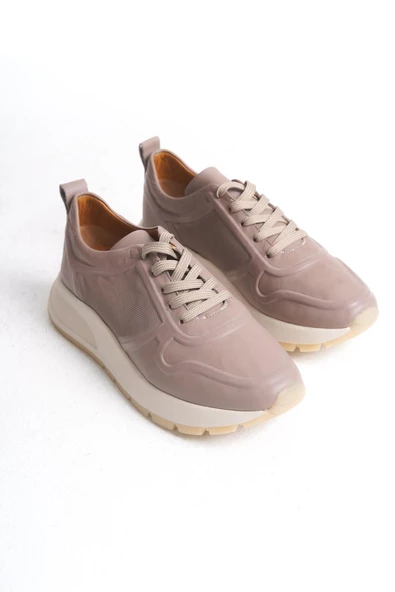 Kadın Hakiki Deri Renkli Sneaker Kalın Taban Bağcıklı Rahat Günlük Spor Ayakkabı Sneaker - 8