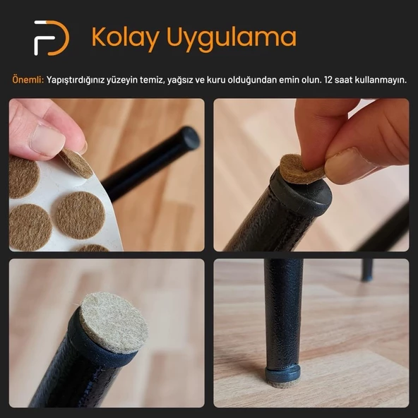 Furndiy Kendinden Yapışkanlı Yuvarlak Keçe 30 mm Kahverengi 18 Parça - 3
