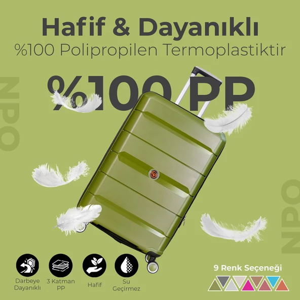 NPO Diamond PP(Polipropilen) Büyük ve Orta Boy 2'li Kırılmaz Valiz Seti-Siyah - 3