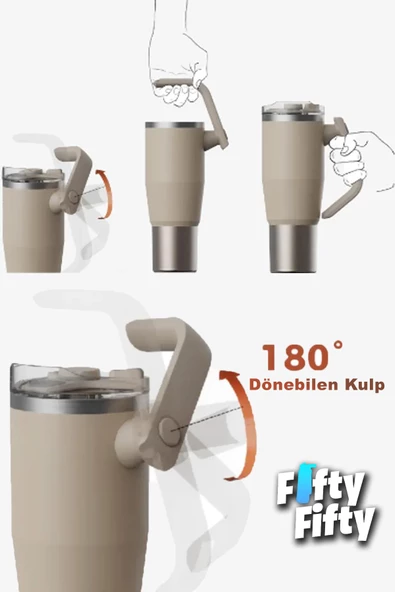 Vagonlife Tumbler Cup 0.94ML/34oz Pipetli/Rahat İçim Vakumlu Paslanmaz Çelik Termos-FFVGN1007-950ML - 5