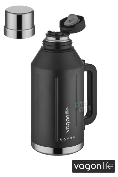 Vagonlife 1.2 Litre Bardaklı Kullanım Kulplu Paslanmaz Çelik Termos-FFVGN1004-1200ML - 9
