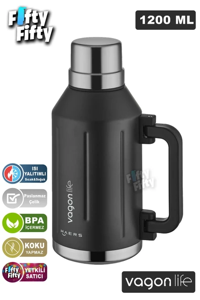 Vagonlife 1.2 Litre Bardaklı Kullanım Kulplu Paslanmaz Çelik Termos-FFVGN1004-1200ML - 8