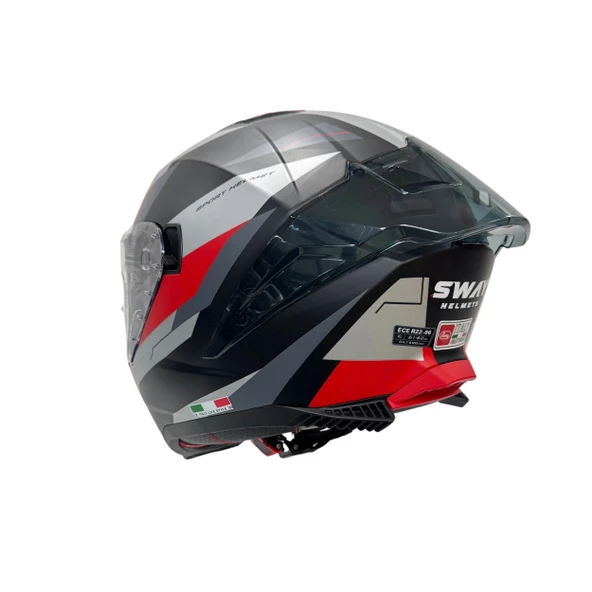 KASK SWAY SW 865 TITAN Black White Red GÜNEŞ GÖZLÜKLÜ - Resim 4