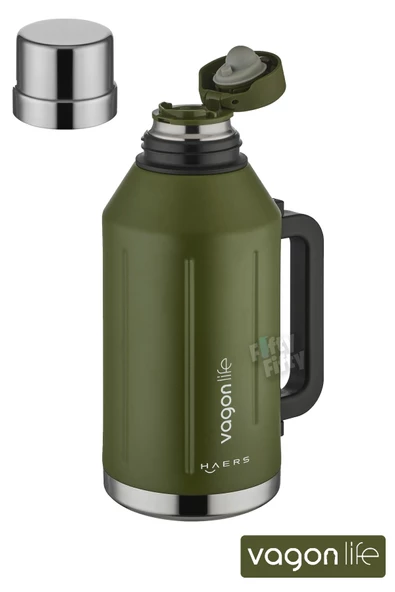 Vagonlife 1.2 Litre Bardaklı Kullanım Kulplu Paslanmaz Çelik Termos-FFVGN1004-1200ML - 3