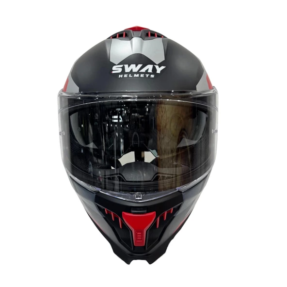 KASK SWAY SW 865 TITAN Black White Red GÜNEŞ GÖZLÜKLÜ - Resim 3