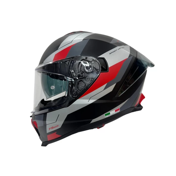 KASK SWAY SW 865 TITAN Black White Red GÜNEŞ GÖZLÜKLÜ - Resim 2