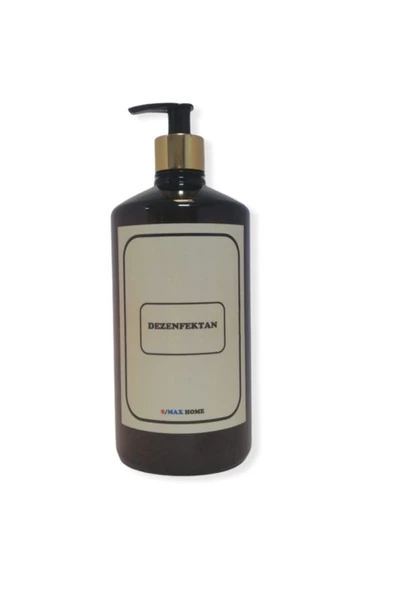 Smax Amber Cam Görünümlü Plastik Şişe Pompalı 1000 Ml Dezenfektan Etiketli - 2