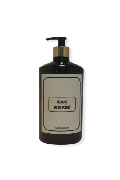 Smax Amber Cam Görünümlü Plastik Şişe Pompalı 1000 Ml Saç Kremi Etiketli - 1
