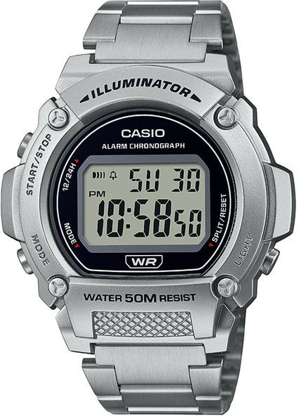 Casio W-219HD-1AVDF Sportif Tasarım Alarm ve Kronometre Özellikli 5 ATM Suya Dayanıklı Metalik Renk Erkek Kol Saati