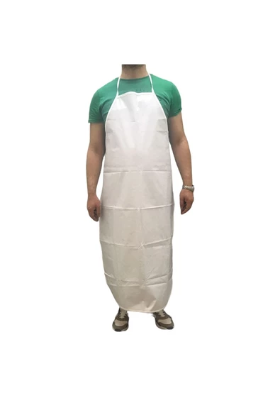 Smax Pvc Su Geçirmez Unisex Mutfak - Kasap Önlüğü - Iş Işçi Önlüğü Beyaz 120cm Boy - 2