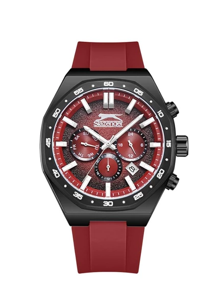 Slazenger SL.09.2341.2.02 Tüm Fonksiyonları Aktif 5 ATM Suya Dayanıklı Silikon Kordonlu Kırmızı Erkek Kol Saati