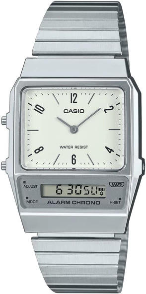 Casio AQ-800E-7A2DF Retro Tasarım Dikdrötgen Kasa Suya Dayanıklı Alarm ve Kronometre Özellikli Metalik Renk Unisex Kol Saati