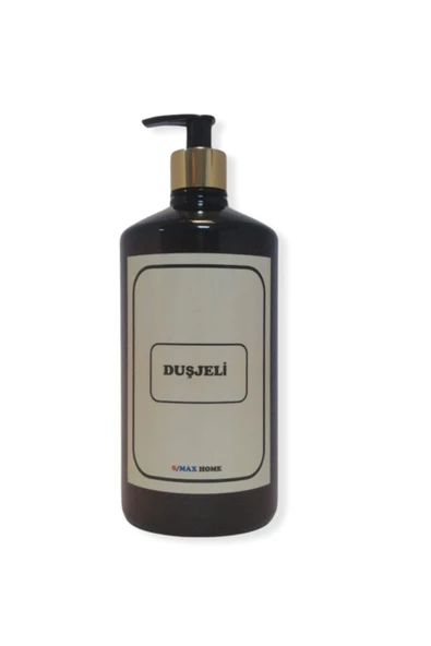 Smax Amber Cam Görünümlü Plastik Şişe Pompalı 1000 Ml Duş Jeli Etiketli - 1