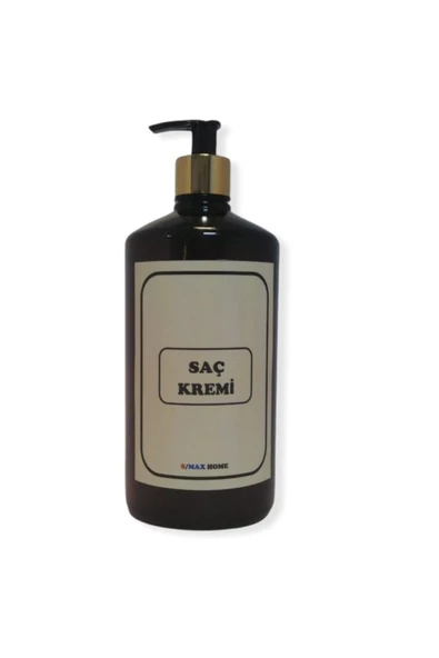 Smax Amber Cam Görünümlü Plastik Şişe Pompalı 1000 Ml Saç Kremi Etiketli - 2