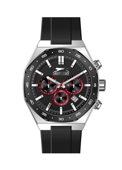 Slazenger SL.09.2341.2.01 Tüm Fonksiyonları Aktif Gün ve Takvim Göstergeli 5 ATM Suya Dayanıklı Silikon Kordon Siyah Erkek Kol Saati