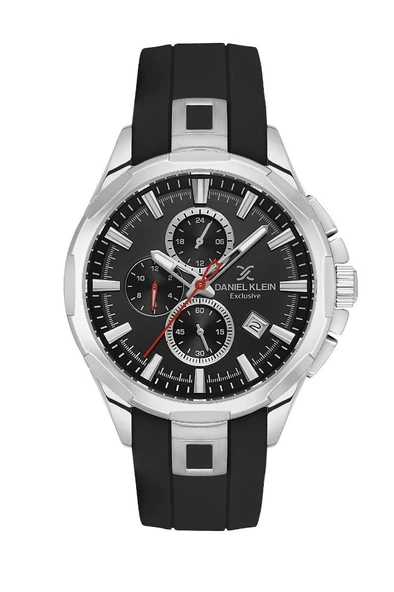 Daniel Klein DKE.1.10657-1 Exclusive Tüm Fonksiyonlar Aktif Silikon Kordonlu Farklı Renk Seçenekli Çelik Kaplama Erkek Kol Saati(Black-Silver)