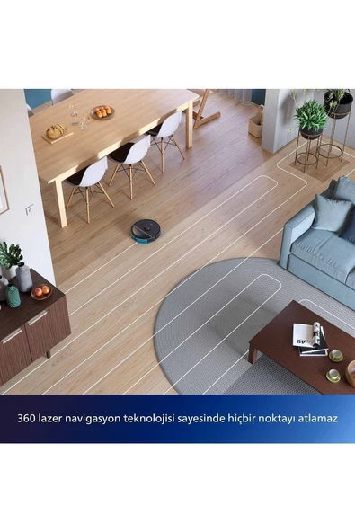 Philips 3000 Serisi Islak Kuru Moplu Siyah Robot Süpürge,4000 Pa, Sert Zemin ve Halıya Uygun - 4