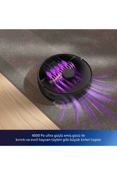 Philips 3000 Serisi Islak Kuru Moplu Siyah Robot Süpürge,4000 Pa, Sert Zemin ve Halıya Uygun - 3