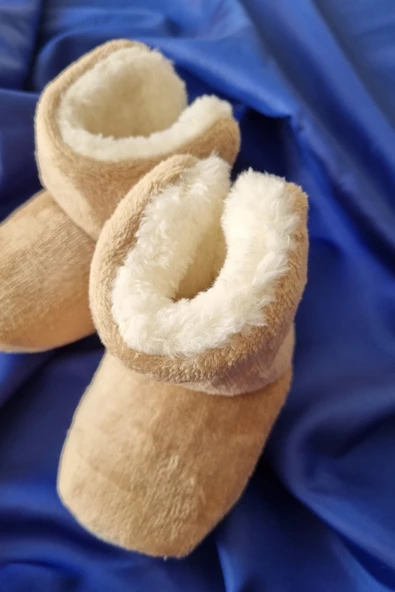 Peluş Bebek Tüylü Kaymaz Taban Patik 0-9 Ay Panduf - 5