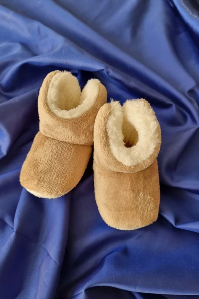 Peluş Bebek Tüylü Kaymaz Taban Patik 0-9 Ay Panduf - 4