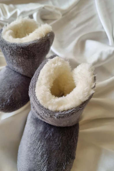 Peluş Bebek Tüylü Kaymaz Taban Patik 0-9 Ay Panduf - 9