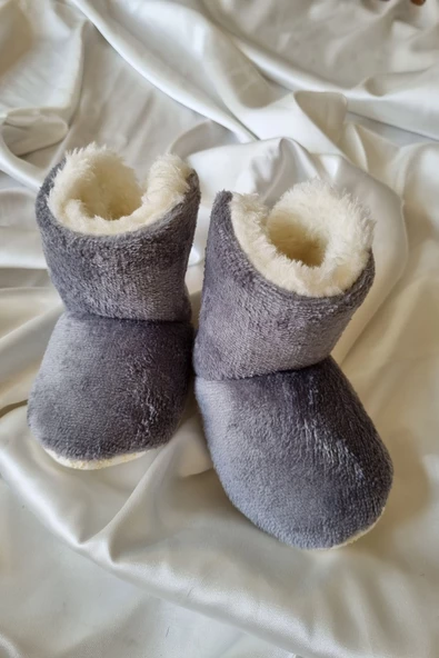 Peluş Bebek Tüylü Kaymaz Taban Patik 0-9 Ay Panduf - 7