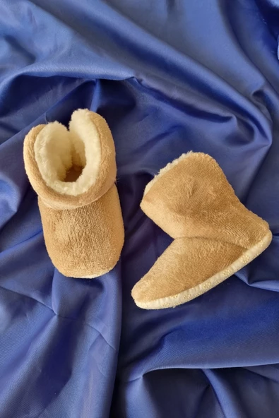 Peluş Bebek Tüylü Kaymaz Taban Patik 0-9 Ay Panduf - 6