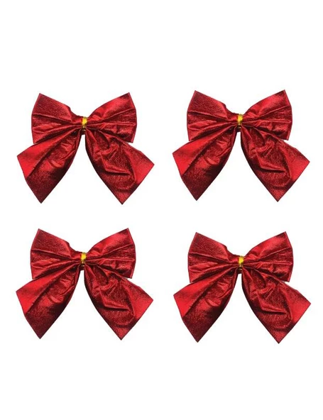 Yılbaşı Fiyonk Saten Parlak Kırmızı 10 Cm 4 Parça