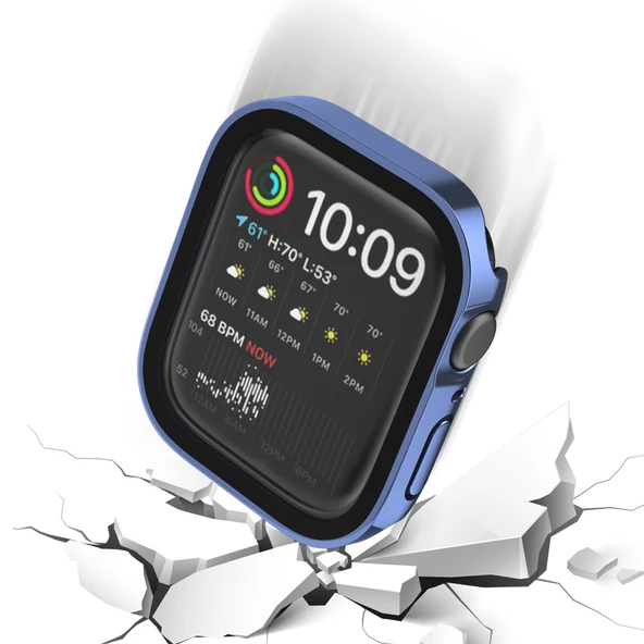 Apple Watch 6 7 8 9 44mm 45mm Uyumlu Rubber Kasa Ekran Koruyucu 360 Kılıf Kapak - 8