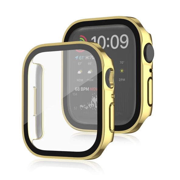 Apple Watch 6 7 8 9 44mm 45mm Uyumlu Rubber Kasa Ekran Koruyucu 360 Kılıf Kapak