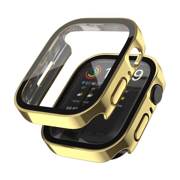 Apple Watch 6 7 8 9 44mm 45mm Uyumlu Rubber Kasa Ekran Koruyucu 360 Kılıf Kapak - 2