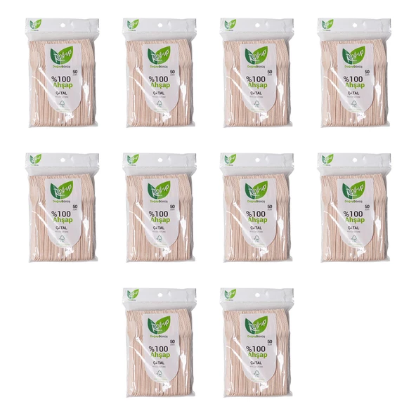 Roll-Up Doğaya Dönüş Ekolojik Doğal Doğa Dostu %100 Ahşap Çatal - 16 Cm. - 50'li 10 Paket