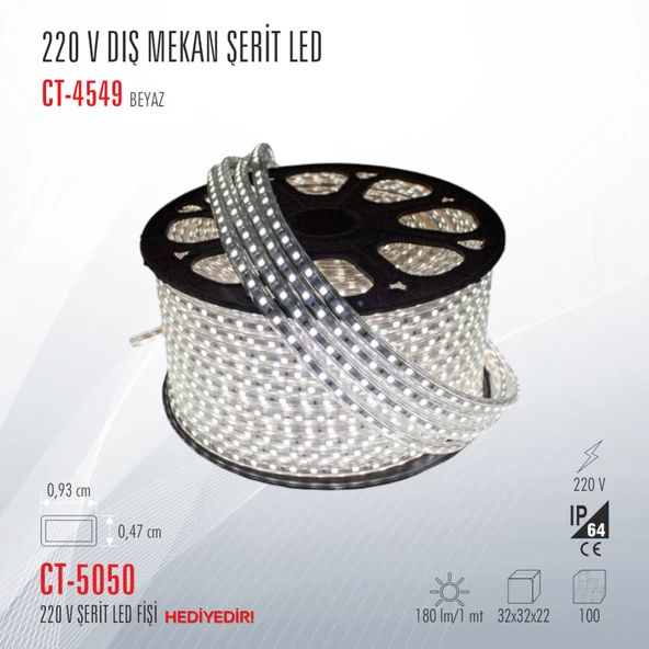 CATA 220 V DIŞ MEKAN ŞERİT LED (5 METRE)