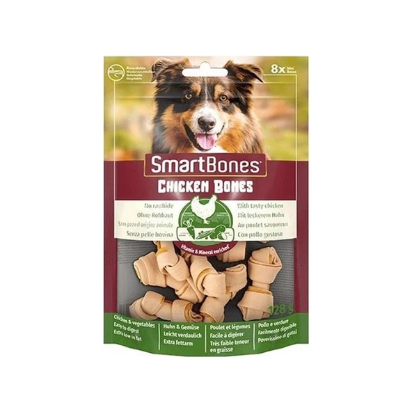 Smart Bones Tavuklu Mini Kemik Köpek Ödülü 8 Parça 128 gr