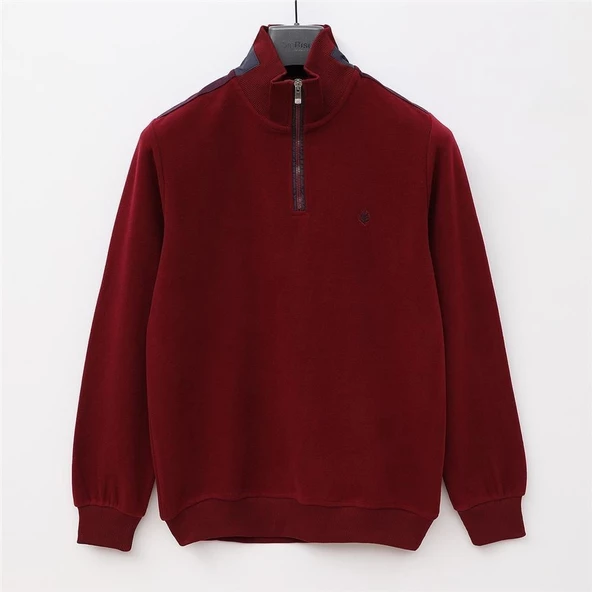 Uzun Kol Yarı Fermuarlı Erkek Sweat - PPS-4205 - Bordo