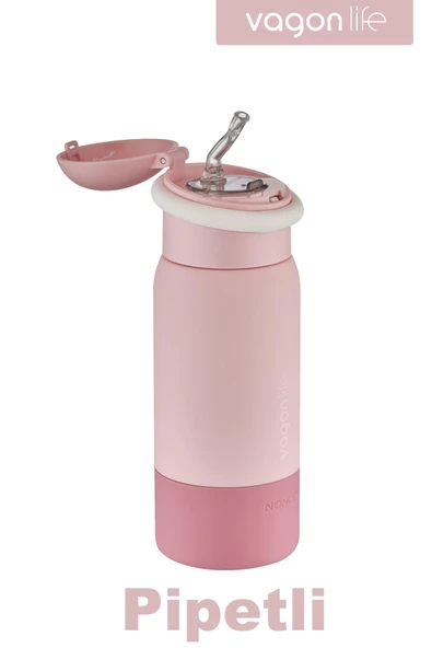 Vagonlife 480 ML Çocuk Pipetli Paslanmaz Çelik Termos/Su Matarası-FFVGN1006-480ML - 11