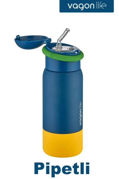 Vagonlife 480 ML Çocuk Pipetli Paslanmaz Çelik Termos/Su Matarası-FFVGN1006-480ML - 3
