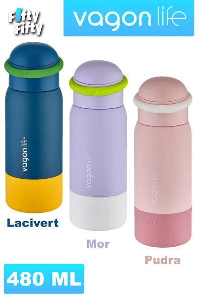 Vagonlife 480 ML Çocuk Pipetli Paslanmaz Çelik Termos/Su Matarası-FFVGN1006-480ML - 9