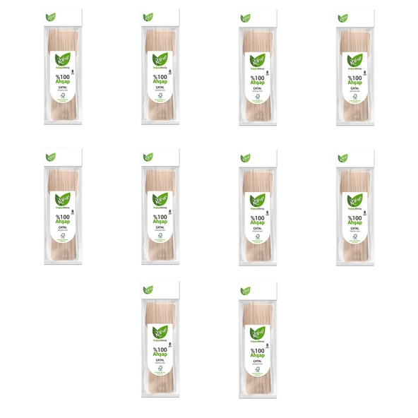 Roll-Up Doğaya Dönüş Ekolojik Doğal Doğa Dostu %100 Ahşap Çatal - 16 Cm. - 8'li 10 Paket ürün görseli