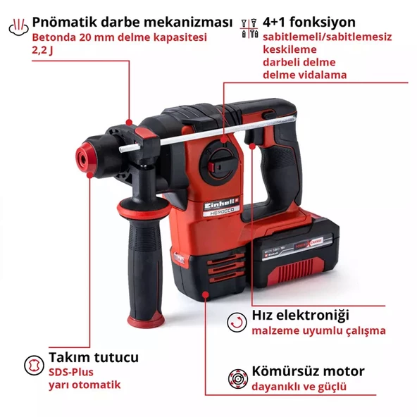 Einhell HEROCCO 1adx3,0Ah Akü 5Parça Uç Akülü Matkap ve Kırıcı Delici Seti - 3