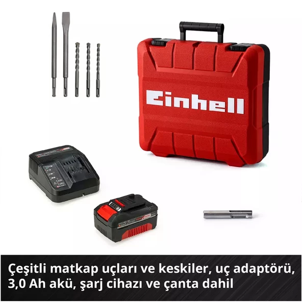 Einhell HEROCCO 1adx3,0Ah Akü 5Parça Uç Akülü Matkap ve Kırıcı Delici Seti - 6