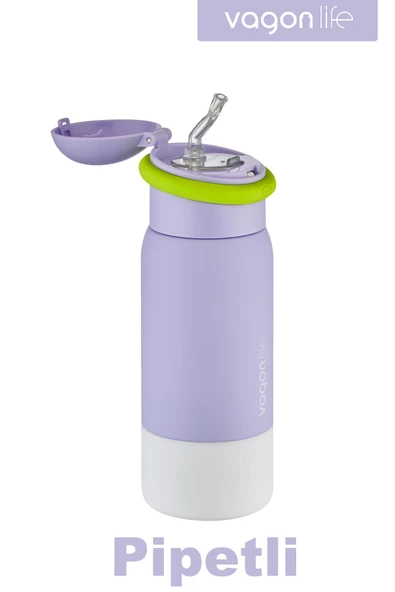 Vagonlife 480 ML Çocuk Pipetli Paslanmaz Çelik Termos/Su Matarası-FFVGN1006-480ML - 7