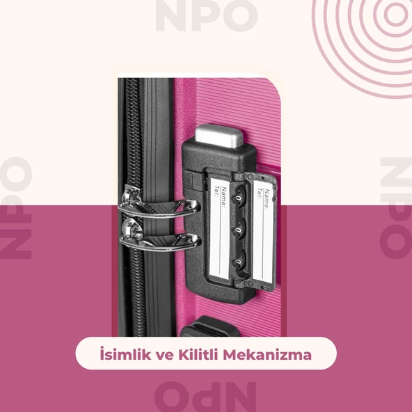 NPO Diamond PP(Polipropilen) Küçük ve Orta Boy 2'li Kırılmaz Valiz Seti - Fuşya - 5