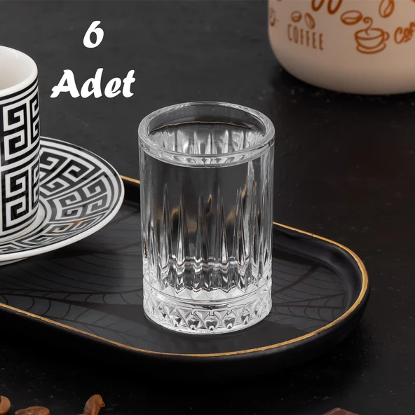 Porsima Glasya 6'lı Kahve Yanı Bardak Seti  Cam Su Bardak Seti Kahve Yanı Mini Meşrubat Bardağı Shot Bardağı 65 Ml