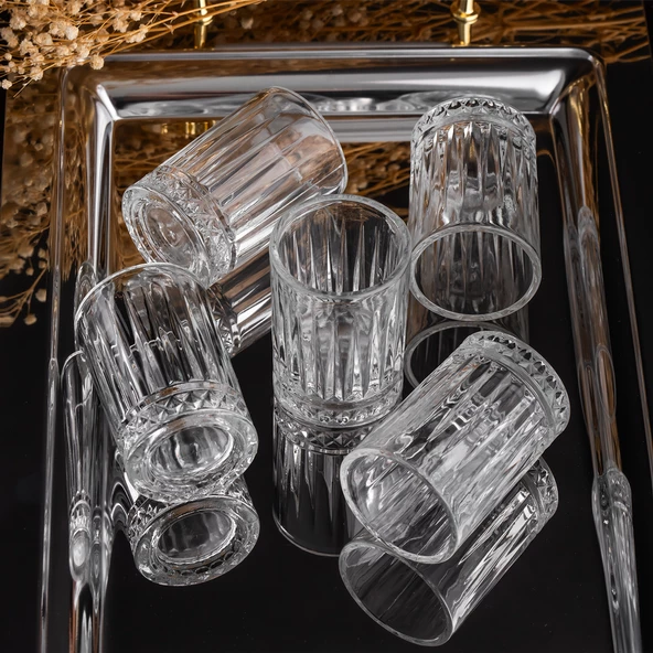 Porsima Glasya 6'lı Kahve Yanı Bardak Seti  Cam Su Bardak Seti Kahve Yanı Mini Meşrubat Bardağı Shot Bardağı 65 Ml - 2