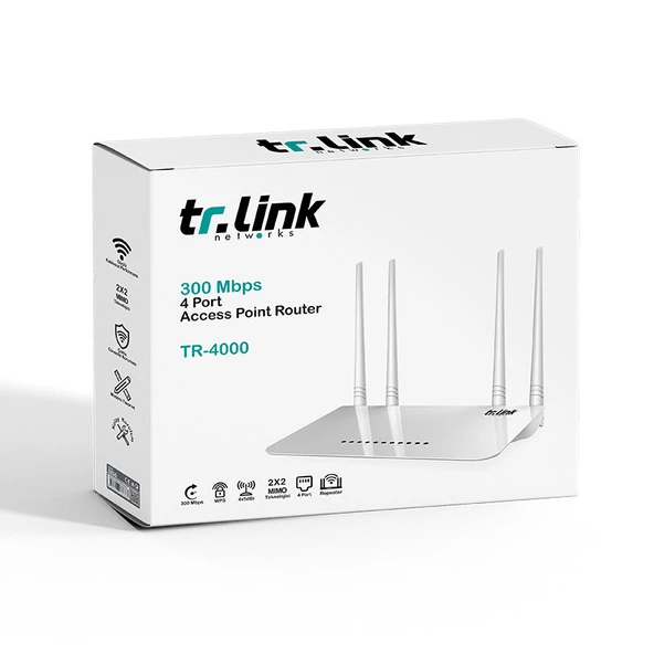 Trlink Tr-Lınk Tr-4000 300 Mbps 4 Port 4 Antenli Access Poınt Router 8156