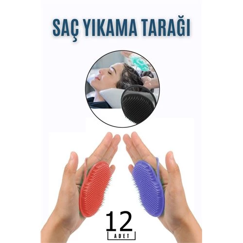 12 ADET Saç Yıkama Tarağı Avuçiçi   Belgiqa Design 718692 Toptan Paket