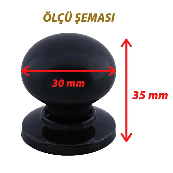 8 Adet Petunya Kulp Siyah Polimer Düğme Kulp Siyah Tablalı Mobilya Mutfak Dolabı Çekmece Kulbu Kulpları - 2