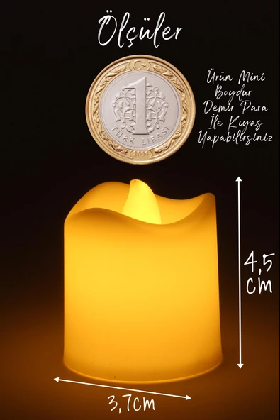 8 Adet Mat Beyaz Mini Led Mum Seti Pilli Dumansız Alevli Ledli Dekoratif Yapay Mum Dekor Işığı - 5