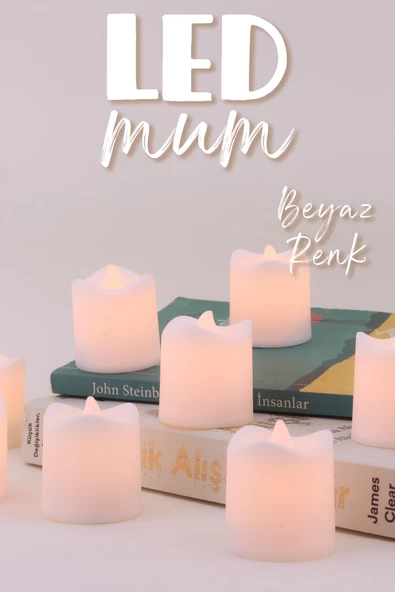 8 Adet Mat Beyaz Mini Led Mum Seti Pilli Dumansız Alevli Ledli Dekoratif Yapay Mum Dekor Işığı - 2